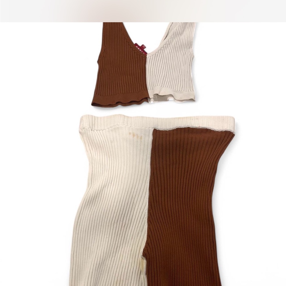 STAUD Two-Tone Ribbed Knit Set